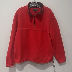 Vintage J Crew Oarsman Fleece Mens Medium Red Quarter Zip Fleece Made USA 90s